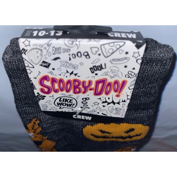 Scooby-Doo Crew Socks 1Pair Men 8-12 Gray Halloween Pumpkin Where Are You Shaggy - Picture 9 of 10
